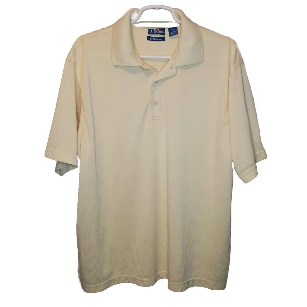 PGA Tour Golf Polo Shirt Light Yellow Mens Size XL Collared All Season